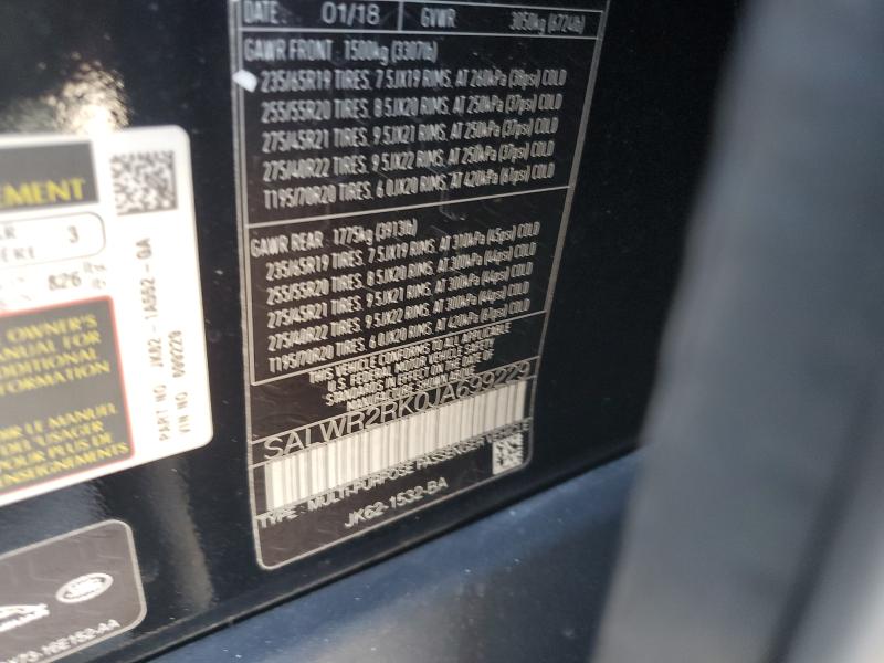 2018 LAND ROVER RANGE ROVE SALWR2RK0JA699229