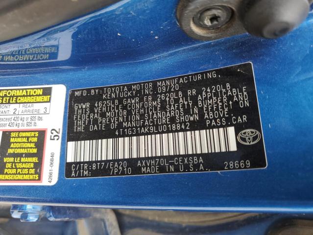 2020 TOYOTA CAMRY SE - 4T1G31AK9LU018842