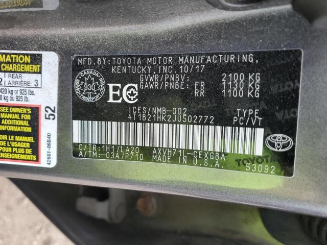 2018 TOYOTA CAMRY HYBR - 4T1B21HK2JU502772