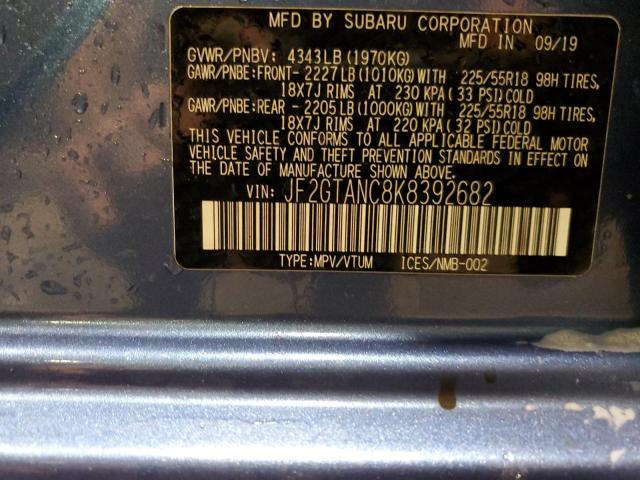 2019 SUBARU CROSSTREK JF2GTANC8K8392682