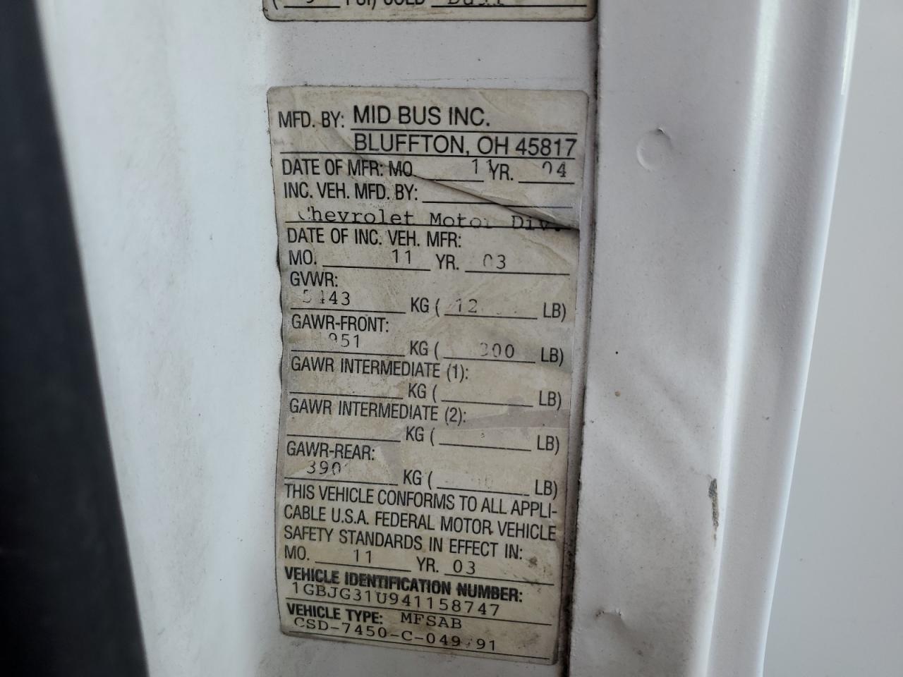 Lot #3290243219 2004 CHEVROLET EXPRESS G3