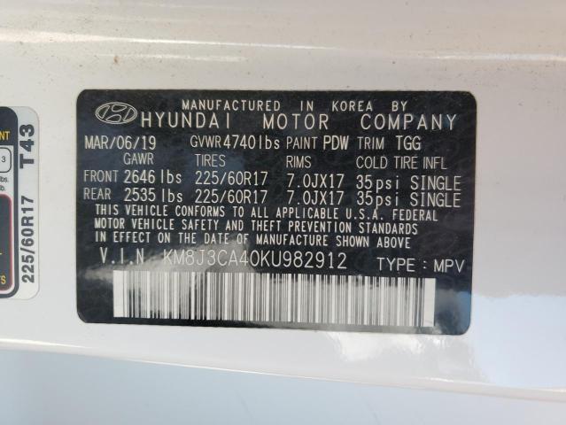 2019 HYUNDAI TUCSON LIM KM8J3CA40KU982912