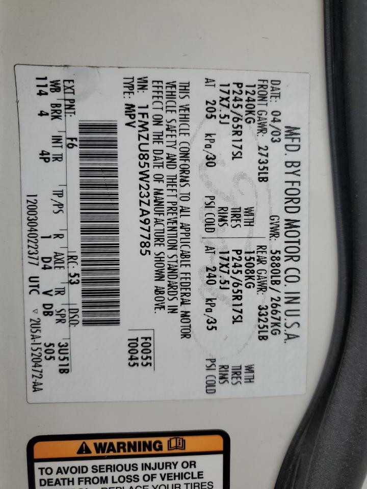 Lot #3297516560 2003 FORD EXPLORER L