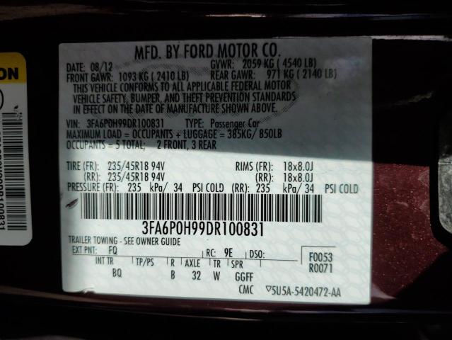 2013 FORD FUSION SE - 3FA6P0H99DR100831