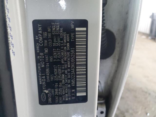 2019 HYUNDAI TUCSON SE KM8J23A43KU952581