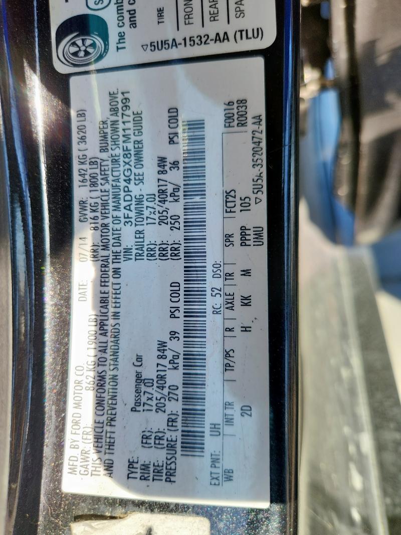 2015 FORD FIESTA ST 3FADP4GX8FM117991