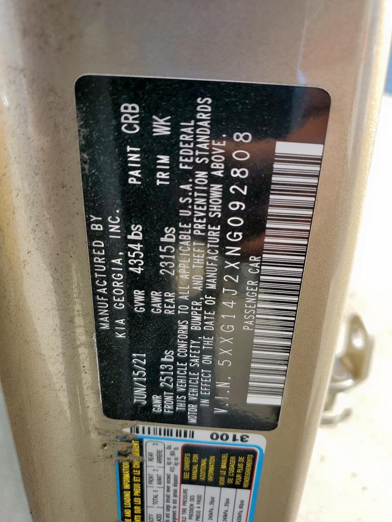 2022 KIA K5 LXS 5XXG14J2XNG092808