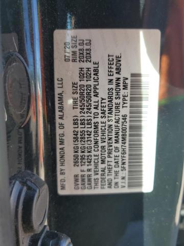 2021 HONDA PILOT BLAC 5FNYF6H74MB007546