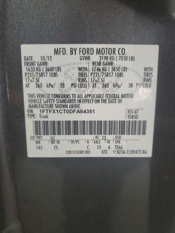 2013 FORD F150 SUPER - 1FTFX1CT0DFA64351