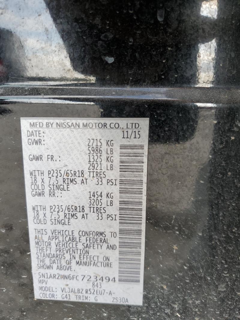 2015 NISSAN PATHFINDER 5N1AR2MN6FC723494