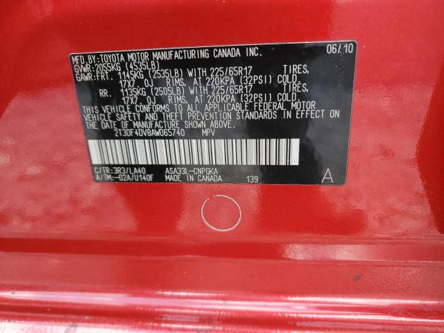 2010 TOYOTA RAV4 LIMIT - 2T3DF4DV8AW065740