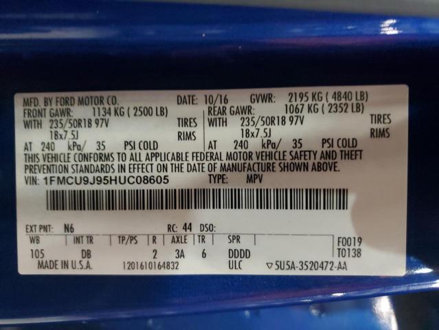 2017 FORD ESCAPE TIT - 1FMCU9J95HUC08605