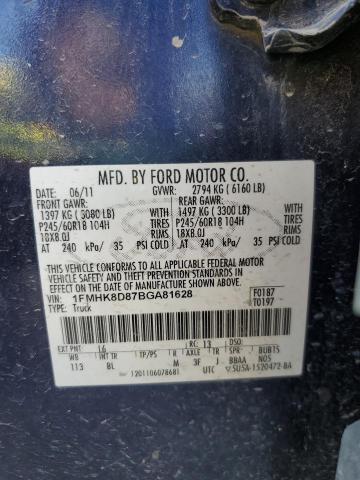 2011 FORD EXPLORER X - 1FMHK8D87BGA81628