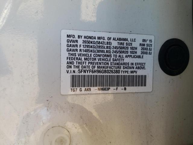 2016 HONDA PILOT TOUR - 5FNYF6H96GB026380