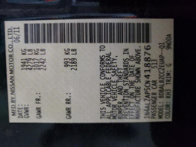 2012 NISSAN ALTIMA BAS #3286592222