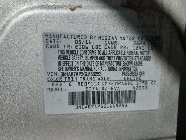 2016 NISSAN SENTRA S 3N1AB7AP5GL665253