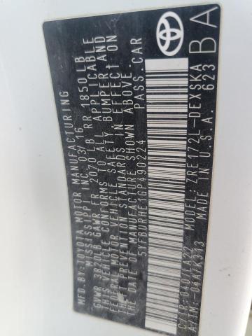 2016 TOYOTA COROLLA L - 5YFBURHE1GP490224