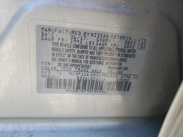 2017 NISSAN SENTRA S 3N1AB7AP9HY349567