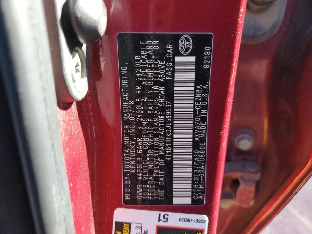 2018 TOYOTA CAMRY L #3290662495
