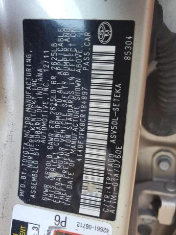 2012 TOYOTA CAMRY BASE - 4T4BF1FK8CR184897