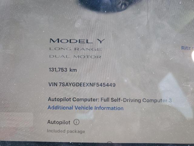2022 TESLA MODEL Y - 7SAYGDEEXNF545449