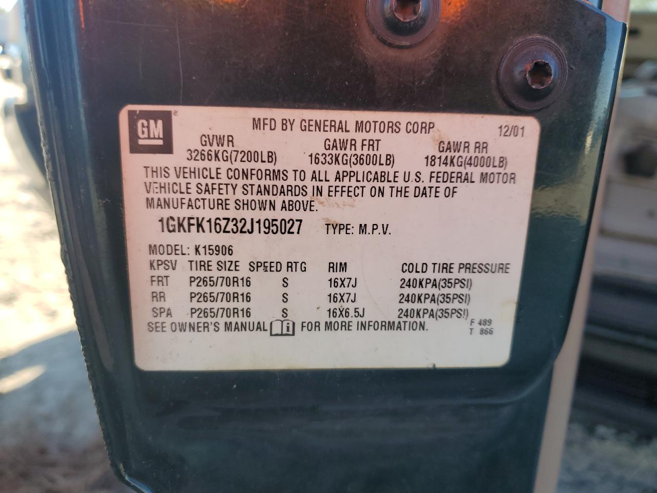 Lot #3302706048 2002 GMC YUKON XL K