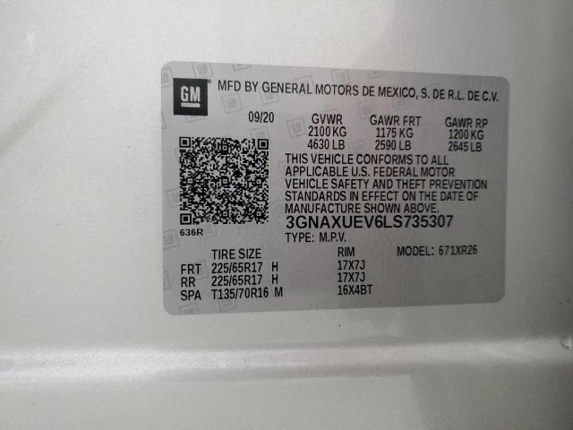 2020 CHEVROLET EQUINOX LT 3GNAXUEV6LS735307