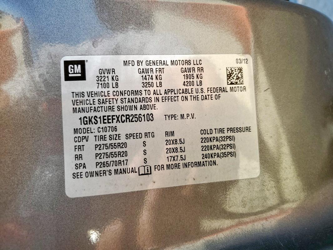 2012 GMC YUKON DENA - 1GKS1EEFXCR256103