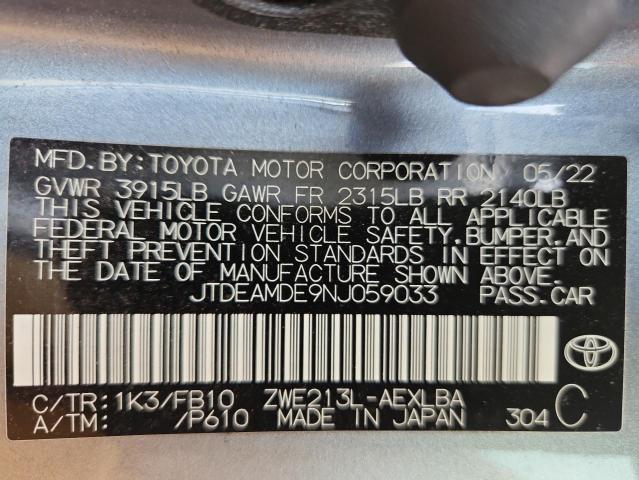 2022 TOYOTA COROLLA LE - JTDEAMDE9NJ059033