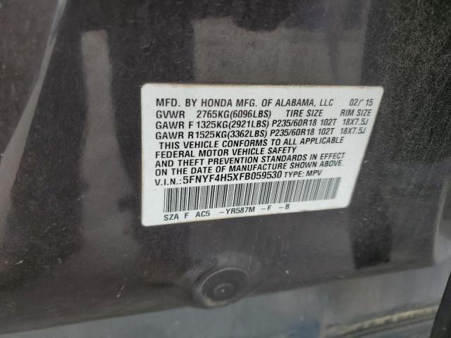 2015 HONDA PILOT EXL 5FNYF4H5XFB059530