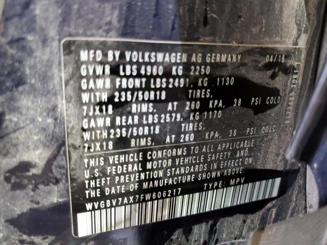 2015 VOLKSWAGEN TIGUAN S - WVGBV7AX7FW606217