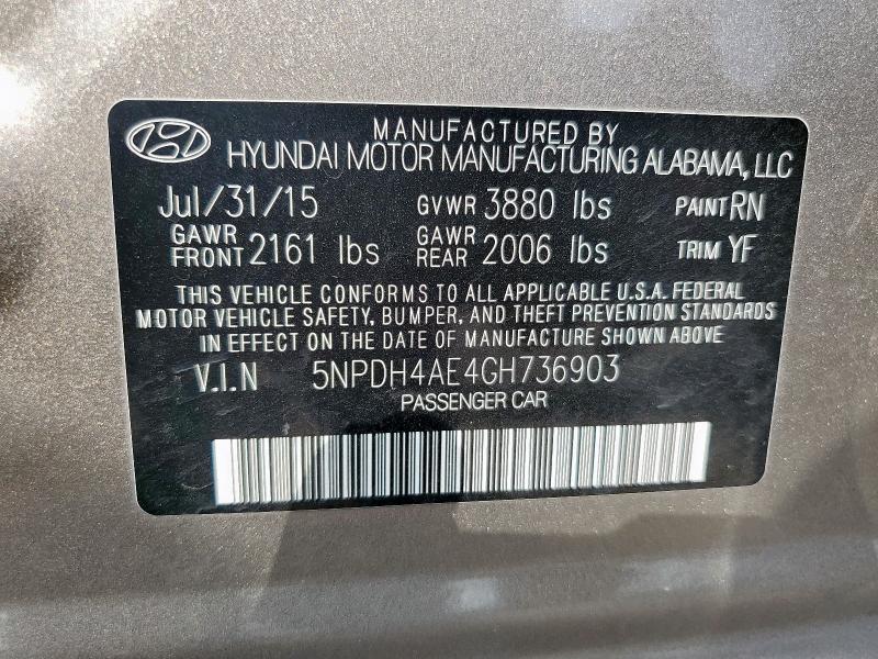 2016 HYUNDAI ELANTRA SE #3301989438