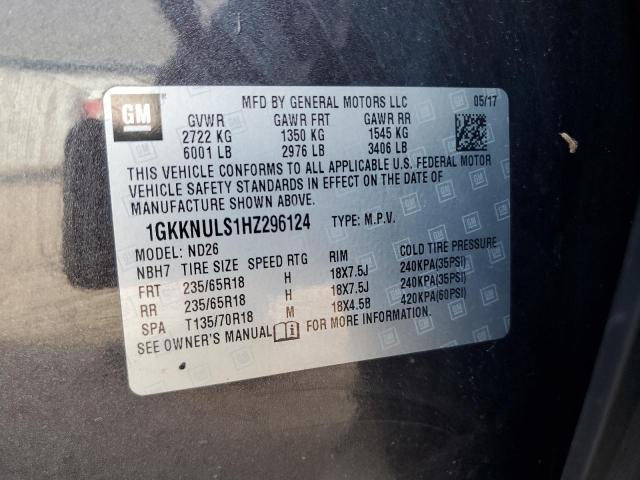 2017 GMC ACADIA SLT-1 1GKKNULS1HZ296124