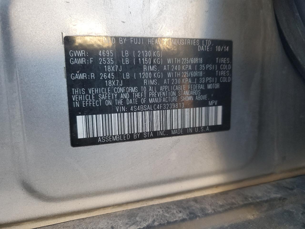 SUBARU OUTBACK 2.5I LIMITED