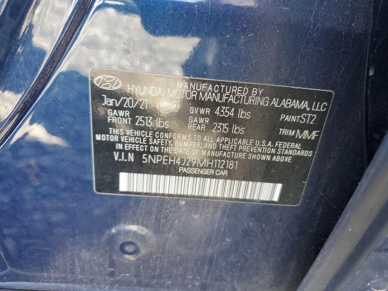 Lot #3301819340 2021 HYUNDAI SONATA LIM