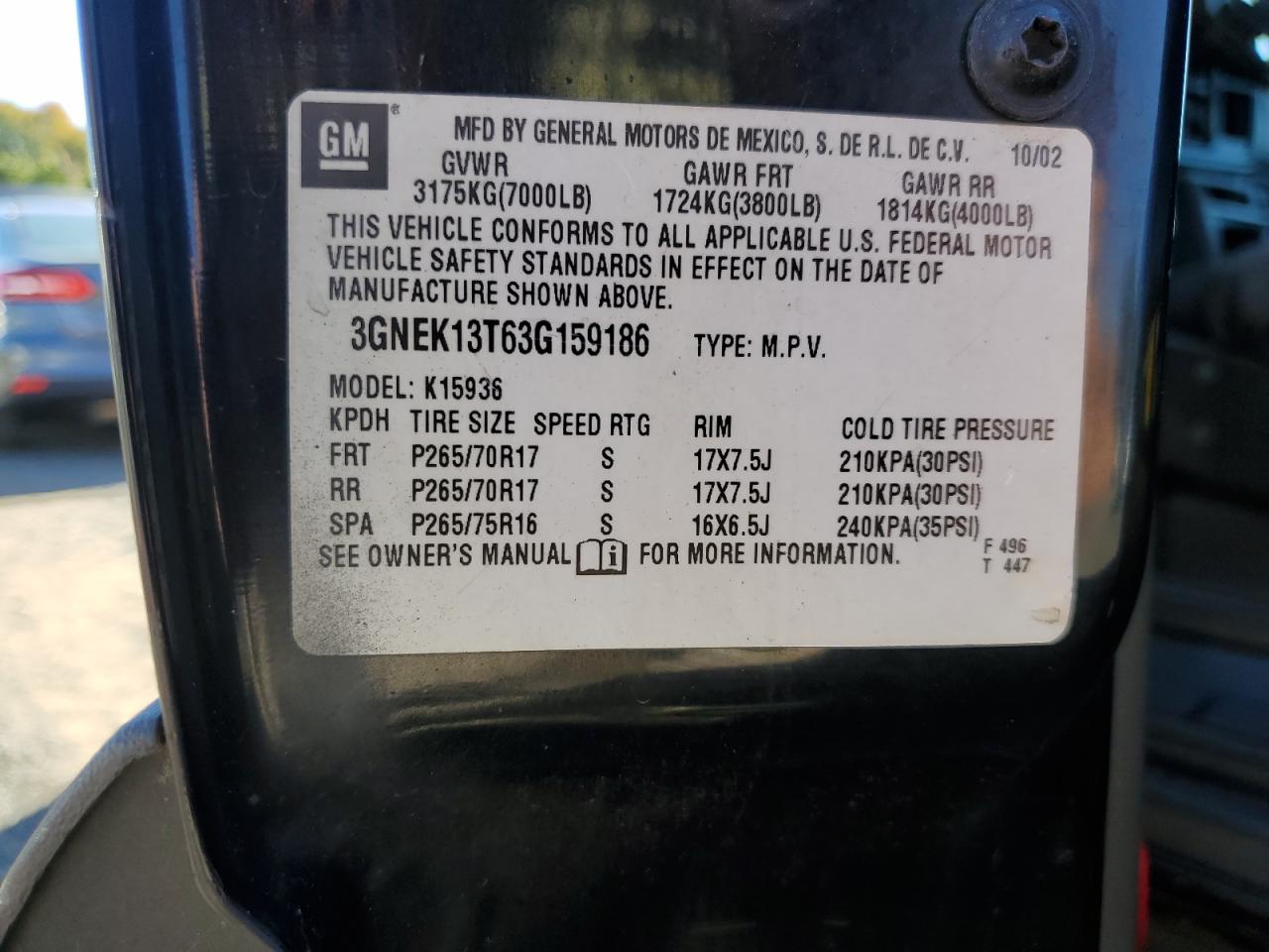 Lot #3261289936 2003 CHEVROLET AVALANCHE