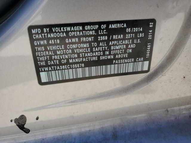 2014 VOLKSWAGEN PASSAT S - 1VWAT7A36EC105576