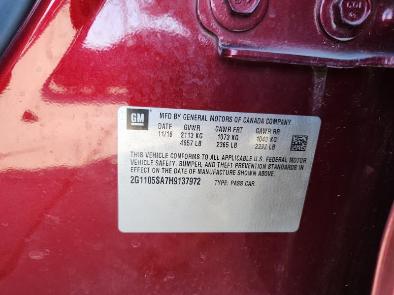 2017 CHEVROLET IMPALA - 2G1105SA7H9137972