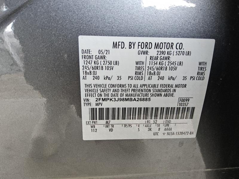 2021 FORD EDGE SEL - 2FMPK3J98MBA26885