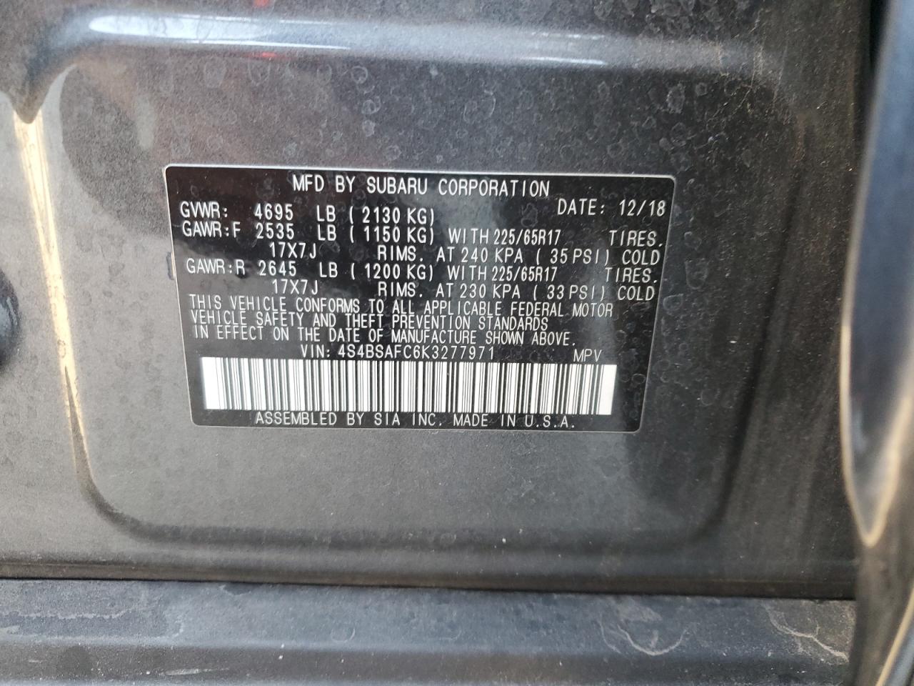 SUBARU OUTBACK 2.5I PREMIUM