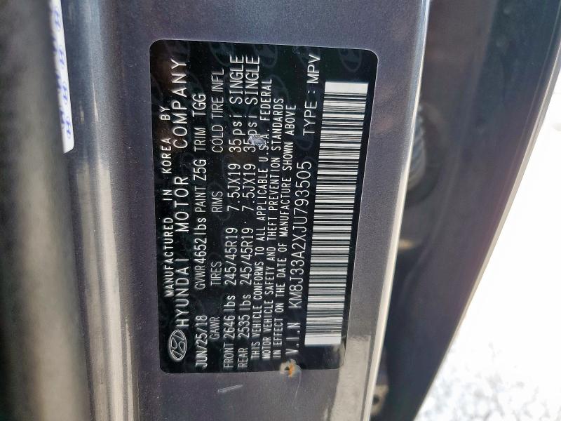 2018 HYUNDAI TUCSON VAL KM8J33A2XJU793505