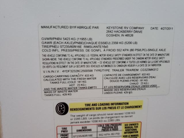 2012 COUGAR 5TH WHEEL #3282627066