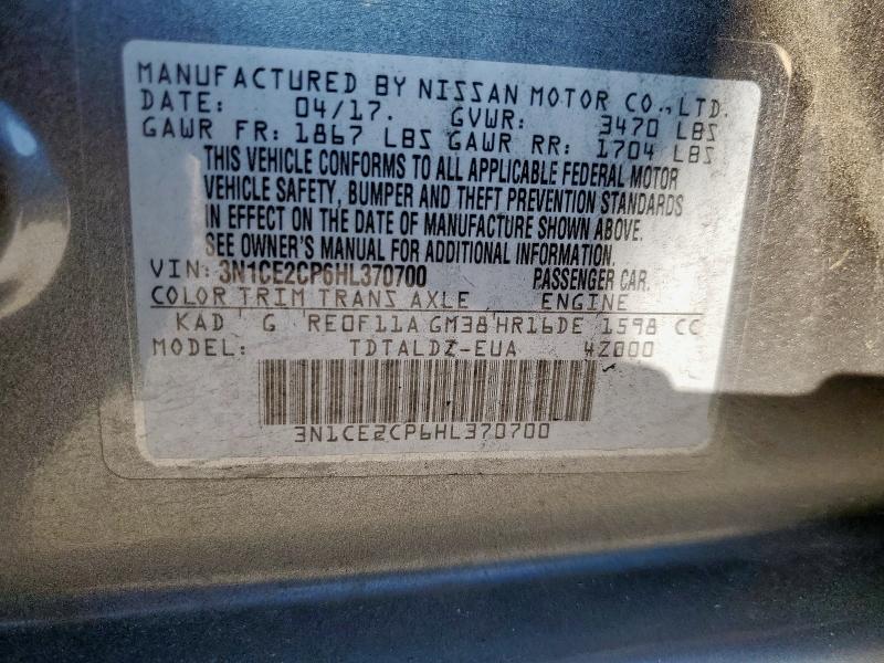 2017 NISSAN VERSA NOTE #3278929042