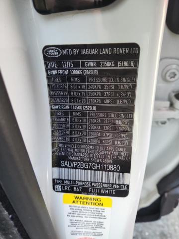 2016 LAND ROVER RANGE ROVE #3285921558