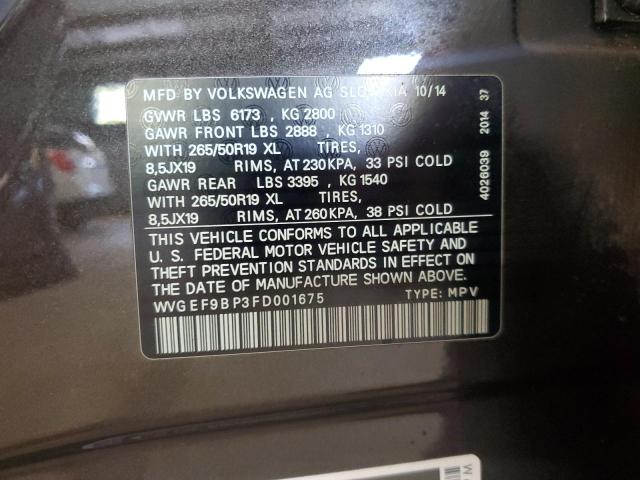 2015 VOLKSWAGEN TOUAREG V6 WVGEF9BP3FD001675
