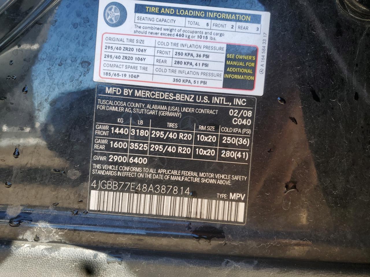 Lot #3291338153 2008 MERCEDES-BENZ ML 63 AMG