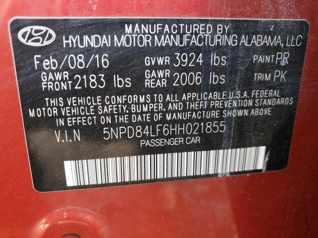 2017 HYUNDAI ELANTRA 5NPD84LF6HH021855