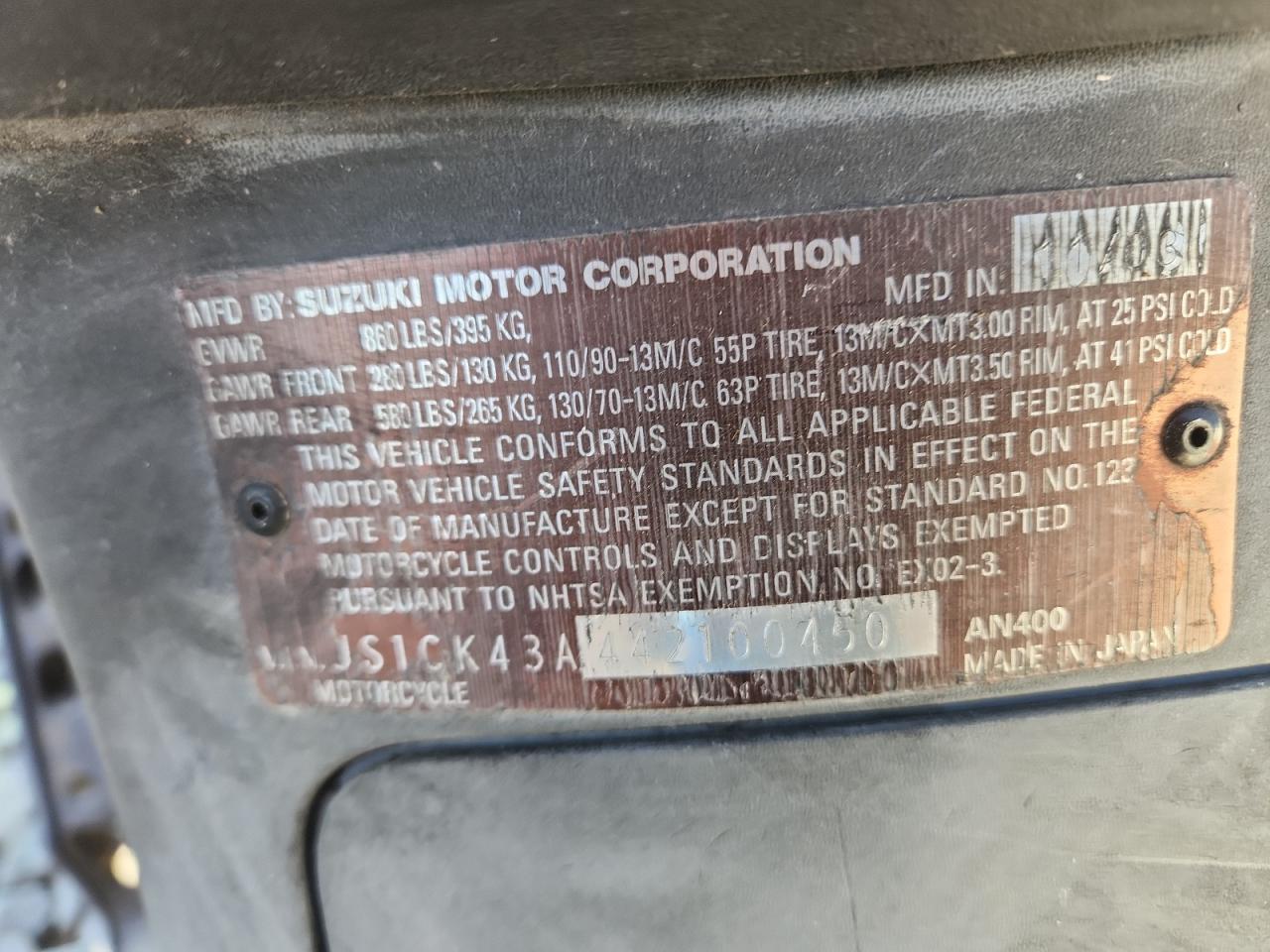 Lot #3275755596 2004 SUZUKI BURGMAN