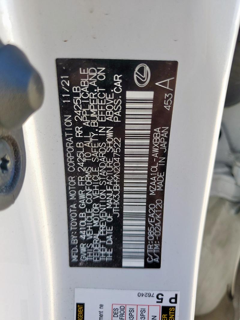 2022 LEXUS UX 200 BAS JTHX3JBH9N2047522