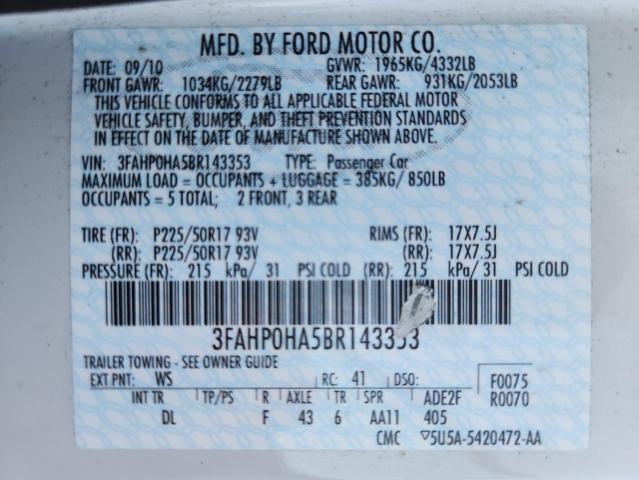 2011 FORD FUSION SE #3281980125